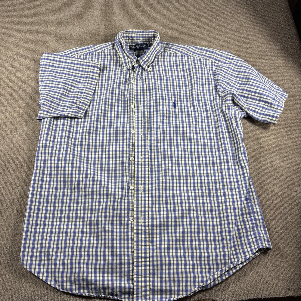 Vintage Polo Ralph Lauren Blake Short Sleeve Shirt Plaid Button Down Men's L - Picture 2 of 7